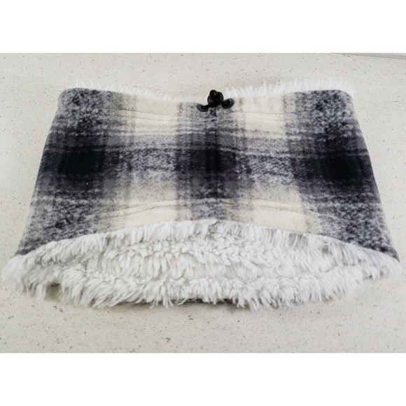 Eddie Bauer Winter Fleece Neck Warmer Shell Lining with Pull String Plaid Print - Picture 10 of 12